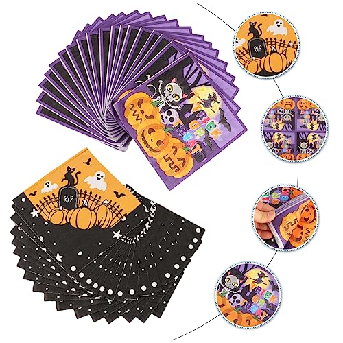 CIYODO 2 Packungen Mit 40 Blatt Taschentüchern Mit Halloween Thema Halloween Papierservietten Halloween Zubehör Halloween Servietten Party Servietten Feiertags Party Servietten von CIYODO