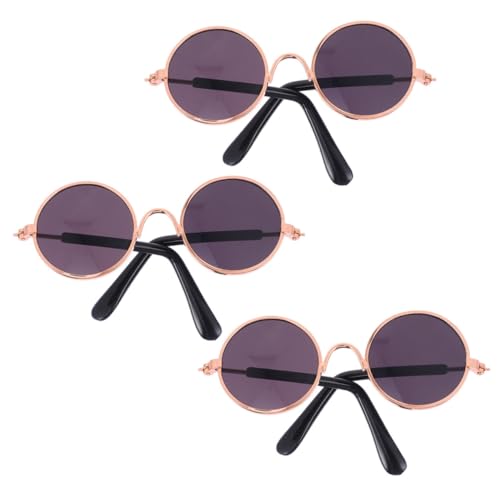 CIYODO 2 Stück Mini-Brille tierkostüme Puppen Kleidung Lustiges Puppen Klamotten spielwaren Auto Puppenzubehör Hund Brille Runde Metallbrille Eisenlegierung Black von CIYODO