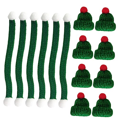 CIYODO 20 Stück Weihnachts Hüte Miniatur-schneemannmützen Mini-schal Mini-weihnachtsmützen Miniatur-puppenhüte Minischals Für Schneemänner Babypuppenkleidung Mini-strickschal Strickgarn von CIYODO