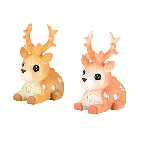 CIYODO 2st Kreative Verzierung Rentier-weihnachtsschmuck Rentierfiguren Tierische Tischfigur Mini-spielzeug Für Den Garten Mini-tiere Hirsch-ornament Weihnachtshirschfiguren Spielzeuge von CIYODO