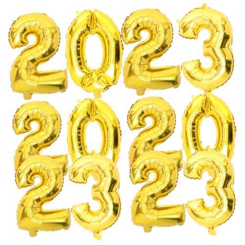 CIYODO 3 Sätze Ballon kinder dekor 2023 Neujahrsgeschenke Kinderschmuck Golddekor Zahlen für 2023 wandverkleidung wand polsterung Partyzubehör Partydekoration 2023 Aluminiumfolie Golden von CIYODO