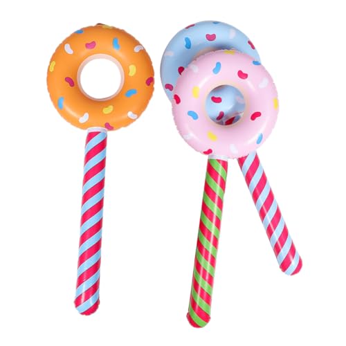 CIYODO 3 Stück Aufblasbare Donut-lollipop-stäbchen Für Kindergeburtstage, Partyzubehör, Süßigkeiten-dekorationen, Aufblasbare Donut-lollipop-stäbchen, Aufblasbares Donut-spielzeug von CIYODO