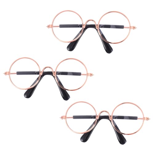 CIYODO 3St Mini-Brille Mini-Sonnenbrille Runde Sonnenbrillen für Männer Puppen Kleidung Puppen Klamotten schnapsgläser Sonnenbrillen für Katzen Runde Metallbrille Kunststoff Transparent von CIYODO