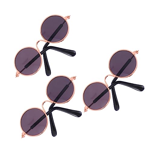 CIYODO 3St Mini-Brille tierkostüme Puppen Kleidung Lustiges Spielzeug The Photograph Retro-Sonnenbrille runde Brille für männer Haustier Sonnenbrille Runde Metallbrille Kunststoff Black von CIYODO