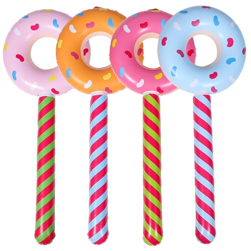 CIYODO 4 Stück Aufblasbarer Donut-Stick Babyballons aufblasbares Spielzeug hühner spielzeug aufblasbare donut Luftballons Lutscher Requisiten für Geburtstagsfeiern aufblasbare Spielzeuge von CIYODO