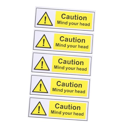 CIYODO 5 Stück „Mind Your Head“ Schild Aufkleber Warnaufkleber Vorsichtsschild Aufkleber Selbstklebender Warnaufkleber Warnschild von CIYODO