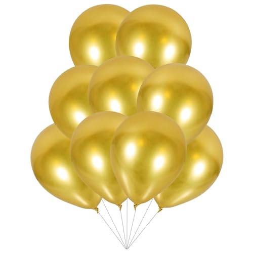 CIYODO 50 Stück Ballon Aus Metall Luftballons Bogen Ballons Für Ballonbogen Ballondekoration Rosa Ballongirlanden Pastellfarbene Luftballons Metallicballons Partyzubehör Emulsion Golden von CIYODO