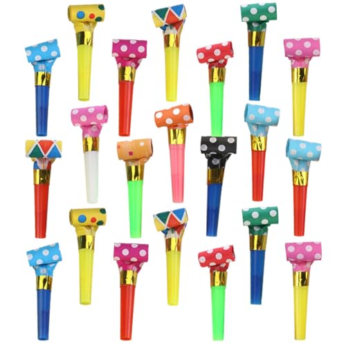 CIYODO 50Pcs Kindergeburtstag Drachenpfeife Lustige kreative Blasrolle Party Jubel Requisiten 50 Stück exciting volumni zappeln Pfeifen mit Lanyard lustige Party-Blowouts Papier von CIYODO