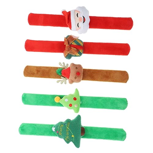 CIYODO 5St weihnachtsmotiv weihnachtsmütze weihnachts klamotten weihnachtshütchen santas Weihnachtskorbfüller als Urlaubsklatscharmbänder Plüsch-Schnapparmbänder Schlagarmband von CIYODO