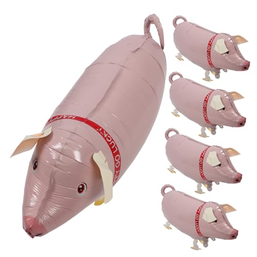 CIYODO 5st Ballon - Aufblasbare Nutztiere Aufblasbar Schweinemodellierung Aufblasbar Kinderspielzeug Tierisches Spielzeug Aufblasbares Aluminiumfolie Rosa von CIYODO