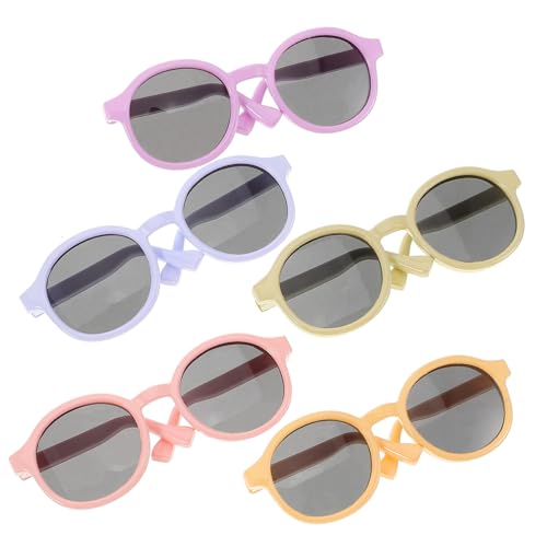 CIYODO 5st Puppenbrille Miniatur-puppenhaus-Brille Miniaturbrille Für Puppe Puppenhaus-Sonnenbrille Sonnenbrillen Basteln Puppenhauszubehör Runde Drahtgläser Katzenbrille Plastik von CIYODO