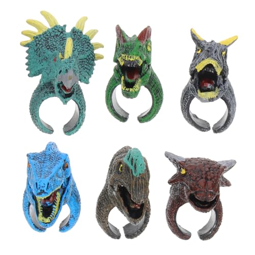 CIYODO 6 Stück Dinosaurier Ring Spielzeug Geschenktüten Partytüten Für Kinder Party Spielzeug Für Kinder Geburtstagstüten Kinder Tierringe Kinderringe Partygeschenke Für von CIYODO