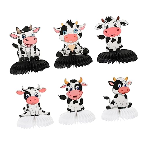 CIYODO 6St Waben-Kuh-Ornament Waben-Mittelstück-Dekoration Kuhwabe Kuh Ballons tierische Waben Wabenkuh kinderparty mitgebsel Home Decor milchkännchen Partyzubehör Wabenverzierung Papier von CIYODO