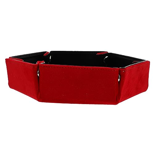 CIYODO Flanellwürfelschale Schmuck Tabletts Kleinigkeiten Tablett für Würfel Münzhalter lagercontainer Lederwürfelschale Schreibtischablage PU-Flanell rot von CIYODO