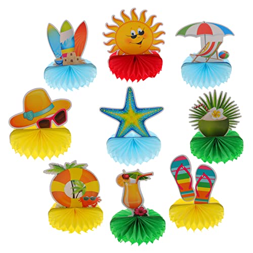 CIYODO Partykuchenbällchen Hawaii Ornamente Wohnkultur Luau Bienenwabe Waben Hawaiianischer Partygeschenke Partydekorationen Esstisch Tischaufsätze Gewebewabendekor Tischaufsatz von CIYODO