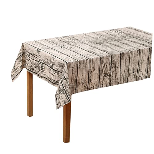 CIYODO Vintage Holzmaserung Tischdecke Aus Und Leinen Waschbares Tischcover Holzmaserung Rechteckige Tischdecke Für Home Und Garten Ideal Für Dekoration Und von CIYODO