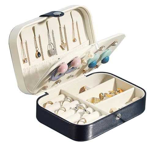 CJPXWCLC Schmuckschatulle, Leder, Reise-Schmuckschatulle, tragbar, Schmucketui, kleine Schmuck-Organizer-Box für Frauen, Schmuck-Aufbewahrungsbox, exquisit von CJPXWCLC