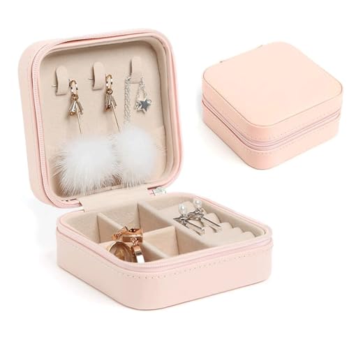 CJPXWCLC Schmuckschatulle, Reise-Schmuckschatulle, PU-Leder, Schmucketui, tragbare Schmuck-Organizer-Box für Ohrringe, Halsketten für Frauen, Schmuck-Aufbewahrungsbox, exquisit von CJPXWCLC