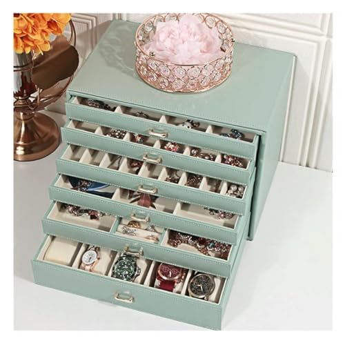 CJPXWCLC Schmuckschatulle, großvolumige Schmuckschatulle, Leder-Schmucketui, mehrschichtige Schmuck-Organizer-Box, luxuriöse Schmuck-Aufbewahrungsbox, Damen-Geschenk, exquisit von CJPXWCLC