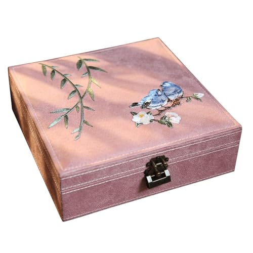 CJPXWCLC Schmuckschatulle, klassische Mode-Schmuckschatulle, tragbares Schmucketui, große Kapazität, Schmuck-Organizer-Box für Mädchen, Schmuck-Aufbewahrungsbox, exquisit, Pink von CJPXWCLC