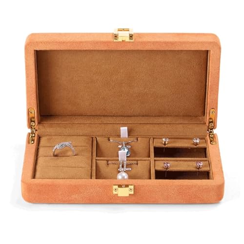 CJPXWCLC Schmuckschatulle, tragbare Schmuckschatulle mit Schloss, Schmucketui, klassische Mode, Schmuck-Organizer-Box für Frauen, kleine Schmuck-Aufbewahrungsbox, exquisit von CJPXWCLC