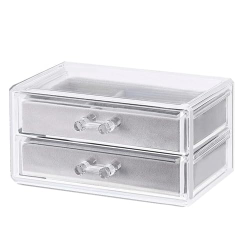 CJPXWCLC Schmuckschatulle, transparent, Acryl, Damen-Schmuckschatulle, einfache Schmuckschatulle, 2-lagiges Design, Schmuck-Organizer-Box, Ohrring-Armband-Schmuck-Aufbewahrungsbox, exquisit von CJPXWCLC