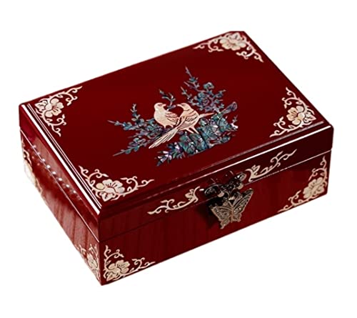 Schmuckschatulle aus Massivholz, Schmuckschatulle, Schmuck-Organizer, kleine Schmuckstück-Aufbewahrungsbox, Schmuckschatulle für Ringe, Ohrringe, Halskette, Schmuck-Organizer, interessant (Rosso 16 x von CJPXWCLC