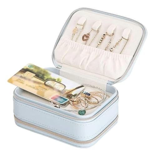 Tragbare Schmuckschatulle, kleine Reise-Schmuckschatulle, Ohrringe, Ringe, Schmuck-Organizer-Box für Mädchen, Schmuck-Aufbewahrungsbox (blau 11 x 8 x 5 cm) (blau 11 x 8 x 5 cm) (blau 11 x 8 x 5 cm) von CJPXWCLC