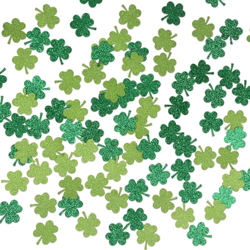 100 Stück St. Patricks Day Tischkonfetti, St. Patricks Glitzerkleeblatt-Konfetti, irisches Kleeblatt-Konfetti, grünes Glückskleeblatt-Konfetti für St. Patrick's Day Partyzubehör von CKCSHI