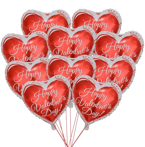 10pcs Valentines Red Hearts Foil Balloon, Happy Valentines Balloons, Valentines Decorations, Happy Valentine's Day Love Heart Balloons for Valentine's Day Wedding Anniversary Engagement Party von CKCSHI