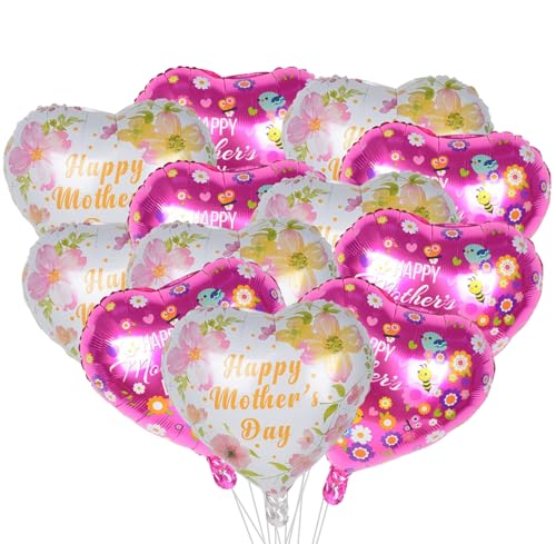 12 Stück Happy Mother's Day Herzform Luftballons, Muttertag Ballon, Happy Mother Folienballons, Happy Mothers Fun Blumen Folienballon für Muttertag Party Dekorationen Supplies von CKCSHI