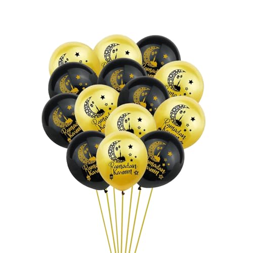 16 Stück Eid Mubarak Luftballons, Ramadan Mubarak Luftballons, Eid Mubarak Mond Stern Latex Ballons Set für muslimische Dekoration Partys, Häuser, Abende und Versammlungen von CKCSHI