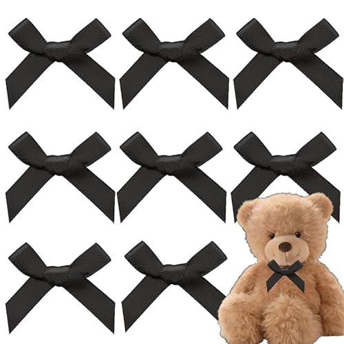 50 Stück schwarze Mini-Schleifen, Satinband-Schleifen, kleine Schleifen, zum Selbermachen, schwarze Haarschleifen, schwarze Geschenkschleifen, Satin-Bastelschleifen für Leckerli-Taschen, von CKCSHI