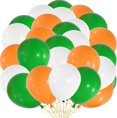 60 Stück St. Patrick's Day Latex-Luftballons, St. Patrick's Day Luftballons, St. Patricks Day Dekorationen, Grün Weiß Orange Ballons für Geburtstag Hochzeit Babyparty Party Dekoration Supplies von CKCSHI