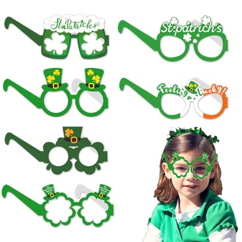 St. Patrick's Day Brillen, St. Patrick's Day Papiergläser, St. Patricks Green Shamrock Gläser, St. Patricks Day Brille für Kinder und Erwachsene, irische Partyzubehör, 6 Stück von CKCSHI