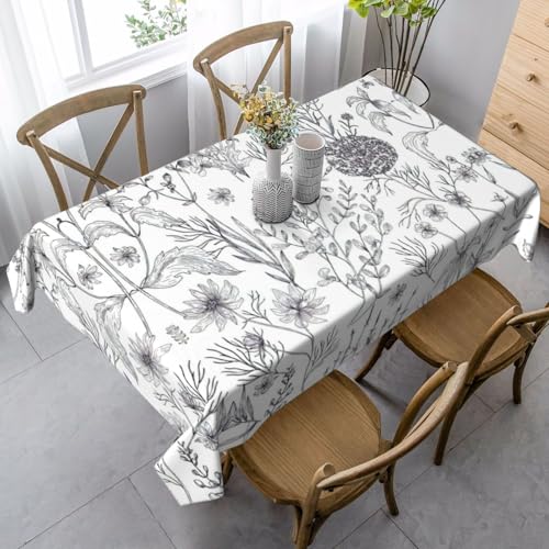 CKGODGF Rechteckige Tischdecke mit Blumen- und Kräuterpflanzen-Druck, geeignet für den Innen- und Außenbereich, auch für den täglichen Gebrauch geeignet von CKGODGF