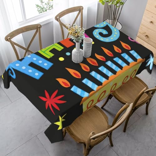 CKGODGF Rechteckige Tischdecke mit "Happy Birthday"-Aufdruck, geeignet für den Innen- und Außenbereich, auch für den täglichen Gebrauch geeignet von CKGODGF