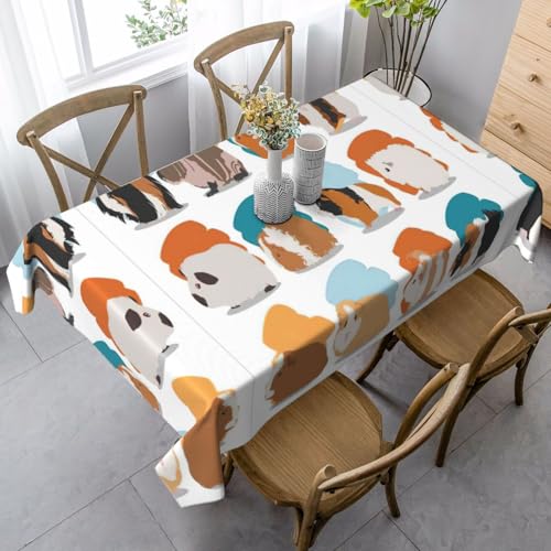 CKGODGF Rechteckige Tischdecke mit Meerschweinchen-Illustrationsdruck, geeignet für den Innen- und Außenbereich, auch für den täglichen Gebrauch geeignet von CKGODGF