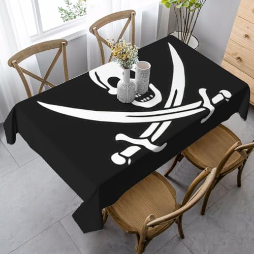 CKGODGF Rechteckige Tischdecke mit Piratenflaggen-Druck, geeignet für den Innen- und Außenbereich, auch für den täglichen Gebrauch geeignet von CKGODGF