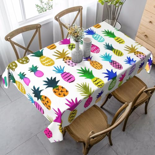 CKGODGF Rechteckige Tischdecke mit Regenbogen-Ananas-Druck, geeignet für den Innen- und Außenbereich, auch für den täglichen Gebrauch geeignet von CKGODGF