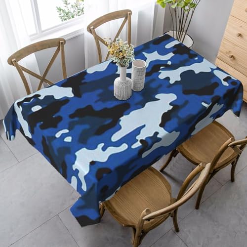 CKGODGF Rechteckige Tischdecke mit blauem Camouflage-Muster, geeignet für den Innen- und Außenbereich, auch für den täglichen Gebrauch geeignet von CKGODGF