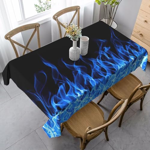 CKGODGF Rechteckige Tischdecke mit blauem Flammenmuster, geeignet für den Innen- und Außenbereich, auch für den täglichen Gebrauch geeignet von CKGODGF