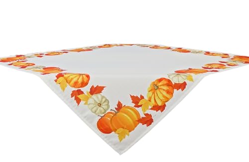 Leinenoptik-Tischdecke mit Herbstmotiv (Kürbis-Orange, 80 x 80cm) von CKM