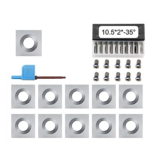 CKQshenKouyicKQ Drehwerkzeug-Hartmetalleinsatz, 10 Stück, 10,5 x 10,5 x 2,0 mm, 35D-Holzdrehwerkzeug-Einsatzschneider for Spial-/Helical-Hobelmesser(10pcs Without Screw) von CKQshenKouyicKQ