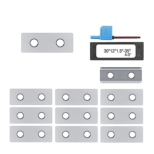 CKQshenKouyicKQ Holzdrehwerkzeug, 30 mm Hartmetalleinsatz, 10 Stück, 30 x 12 x 1,5 mm, 35D, 4–3 quadratischer Einsatz for Oberflächenrillen, spiralförmiger Hobelmesserkopf(with Wrench) von CKQshenKouyicKQ