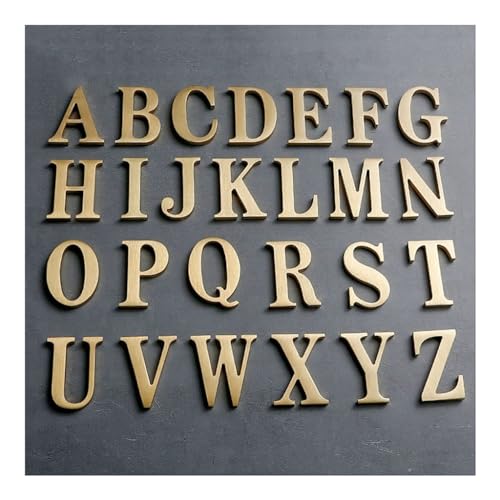 SHU 1 Stück Goldene Messing-Buchstaben, Wanddekoration/Türschilder, 65 Mm Retro-Metall-Hotel-Schlafsaal-Zimmernummern-Türschilder, Selbstklebend (Color : Letter D) von CKSEKD