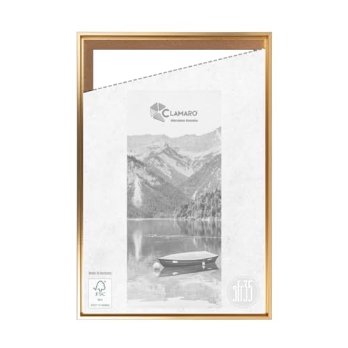 CLAMARO 'SFR35' Schattenfugenrahmen für 100x100 cm Keilrahmen | Gold | MDF-Holz Bilderrahmen für Keilrahmen Leinwände inkl. Aufhänger und Montagematerial von CLAMARO