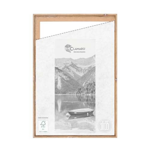 CLAMARO 'SFR35' Schattenfugenrahmen für 100x120 cm Keilrahmen | Eiche Altholz Silber | MDF-Holz Bilderrahmen für Keilrahmen Leinwände inkl. Aufhänger und Montagematerial von CLAMARO