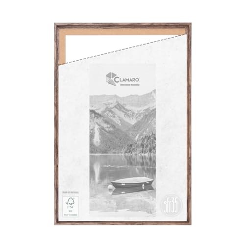 CLAMARO 'SFR35' Schattenfugenrahmen für 40x60 cm Keilrahmen | Eiche Dunkelbraun | MDF-Holz Bilderrahmen für Keilrahmen Leinwände inkl. Aufhänger und Montagematerial von CLAMARO