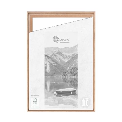 CLAMARO 'SFR35' Schattenfugenrahmen für 40x60 cm Keilrahmen | Eiche Hell | MDF-Holz Bilderrahmen für Keilrahmen Leinwände inkl. Aufhänger und Montagematerial von CLAMARO